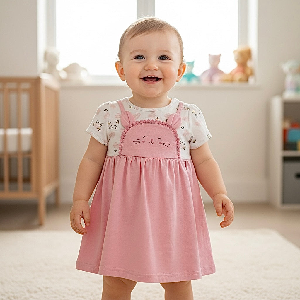 Baby & Toddler Pinafore Knit Cotton Dress - Unicorn Print