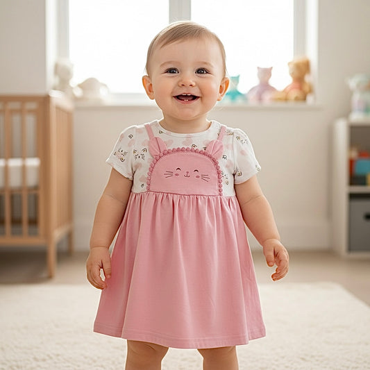 Baby & Toddler Pinafore Knit Cotton Dress - Unicorn Print