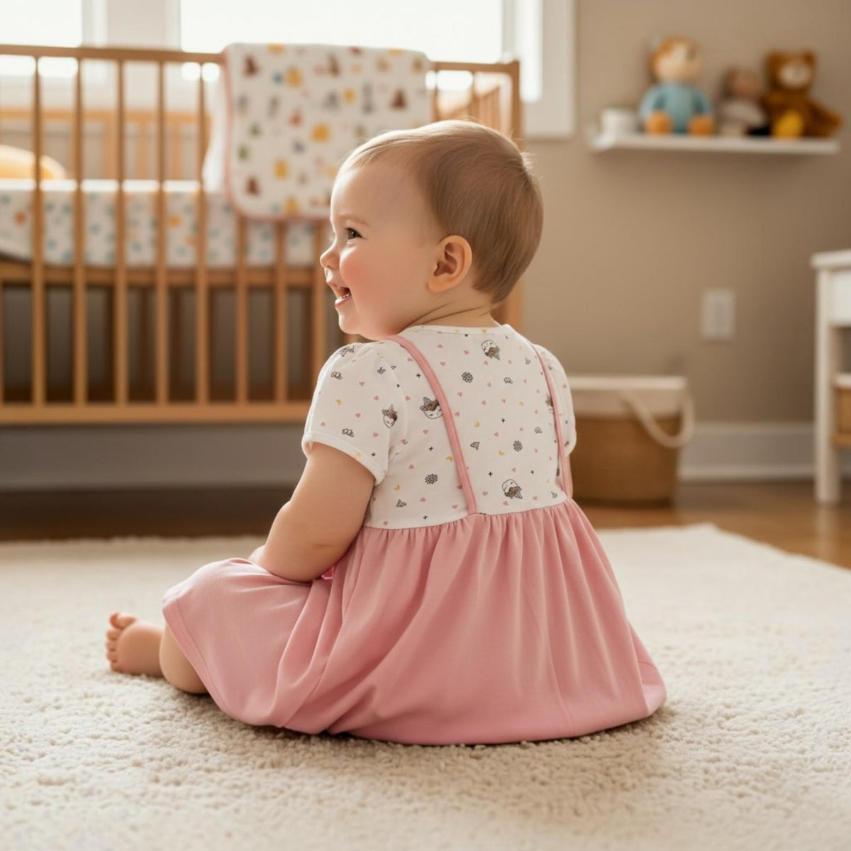 Baby & Toddler Pinafore Knit Cotton Dress - Unicorn Print