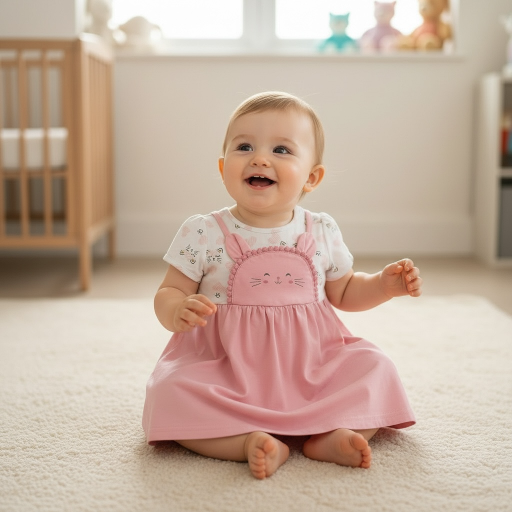Baby & Toddler Pinafore Knit Cotton Dress - Unicorn Print