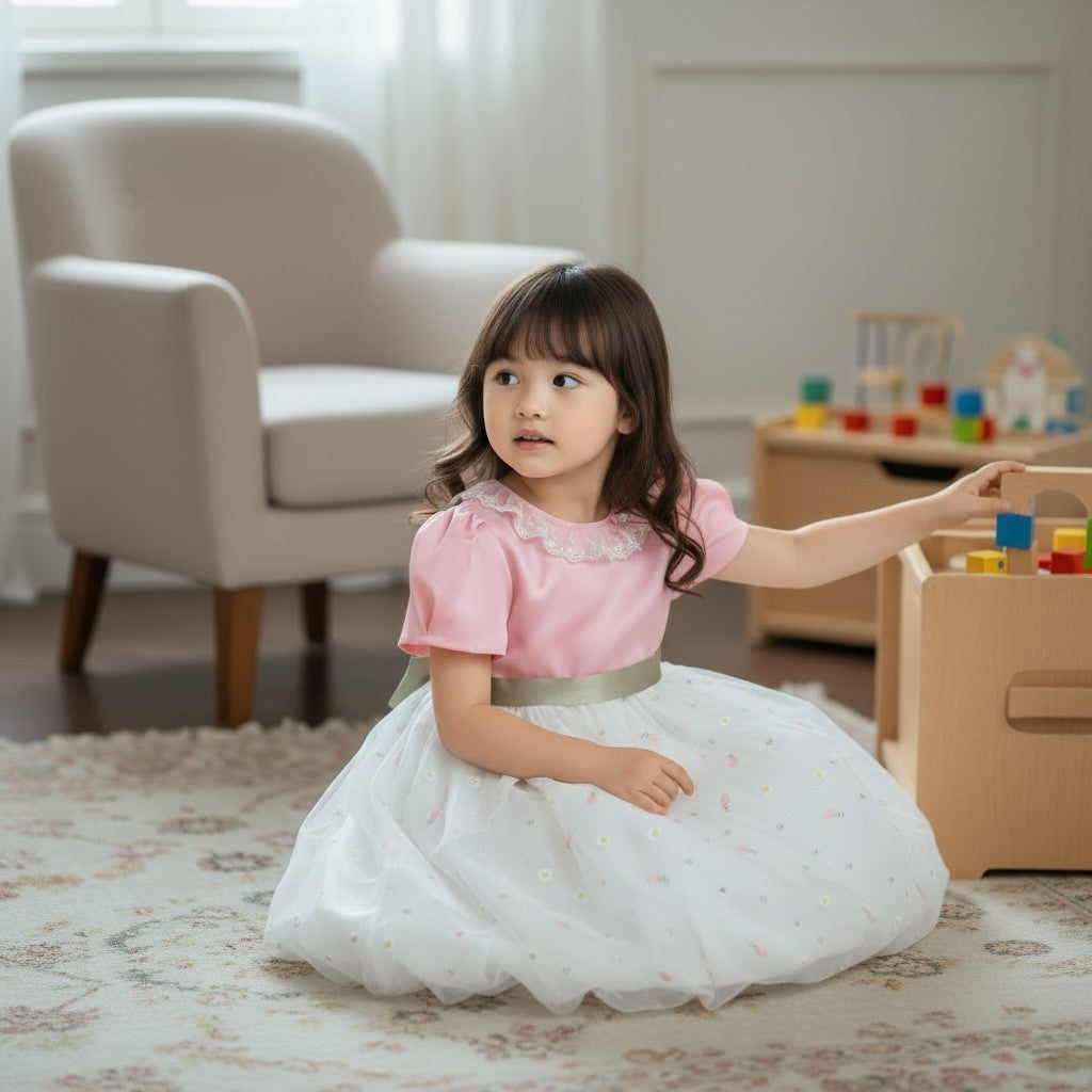 Embroider Tulle Bubble Dress