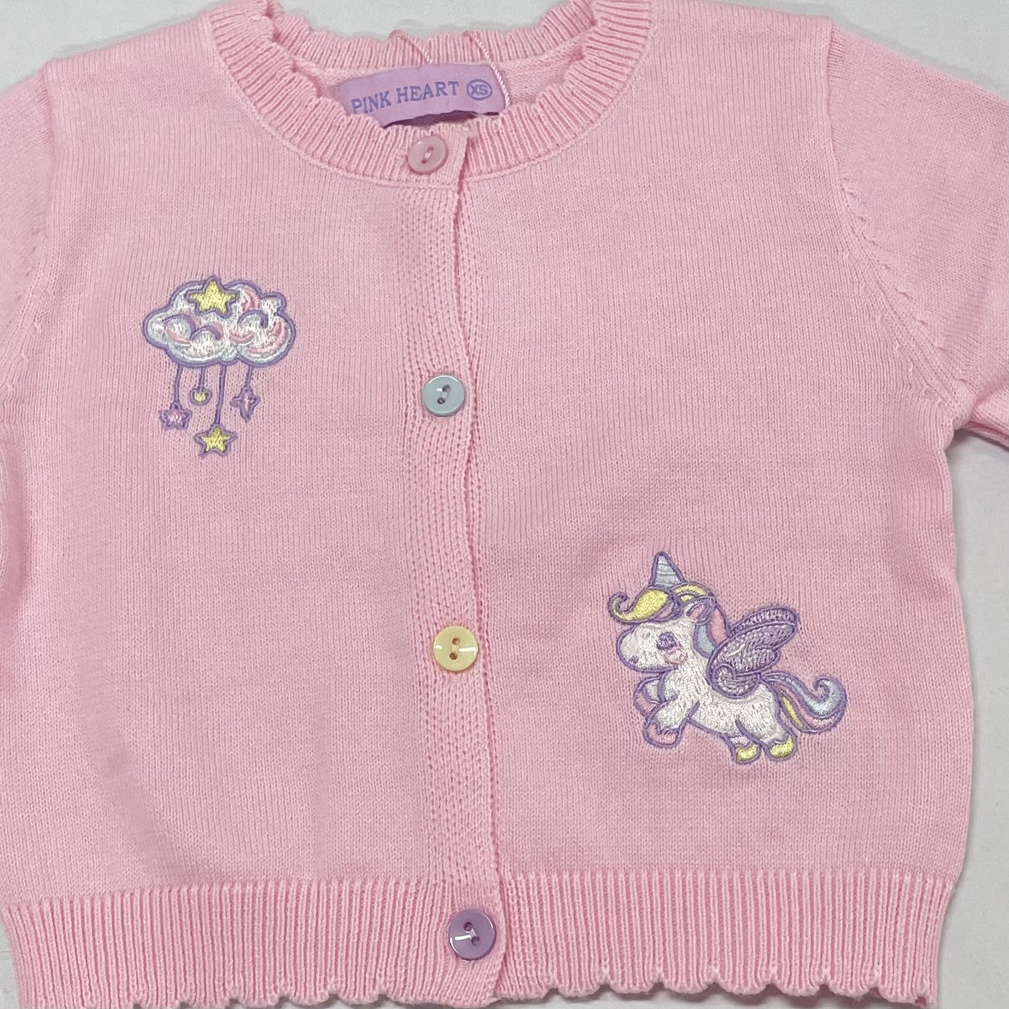 Baby 100% Cotton Knitted Embroidered Cardigan – Unicorn