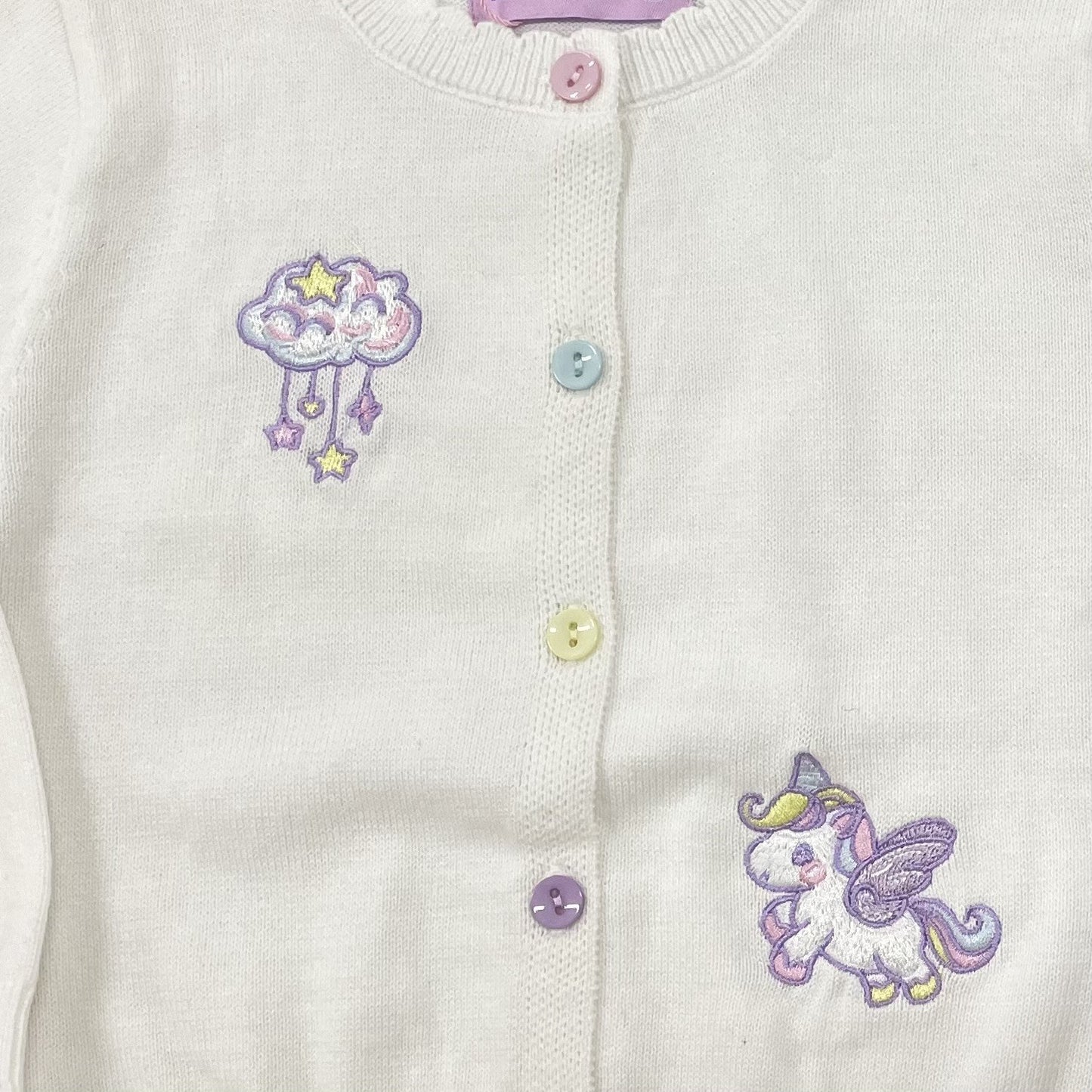 Girls 100% Cotton Knitted Embroidered Cardigan – Unicorn