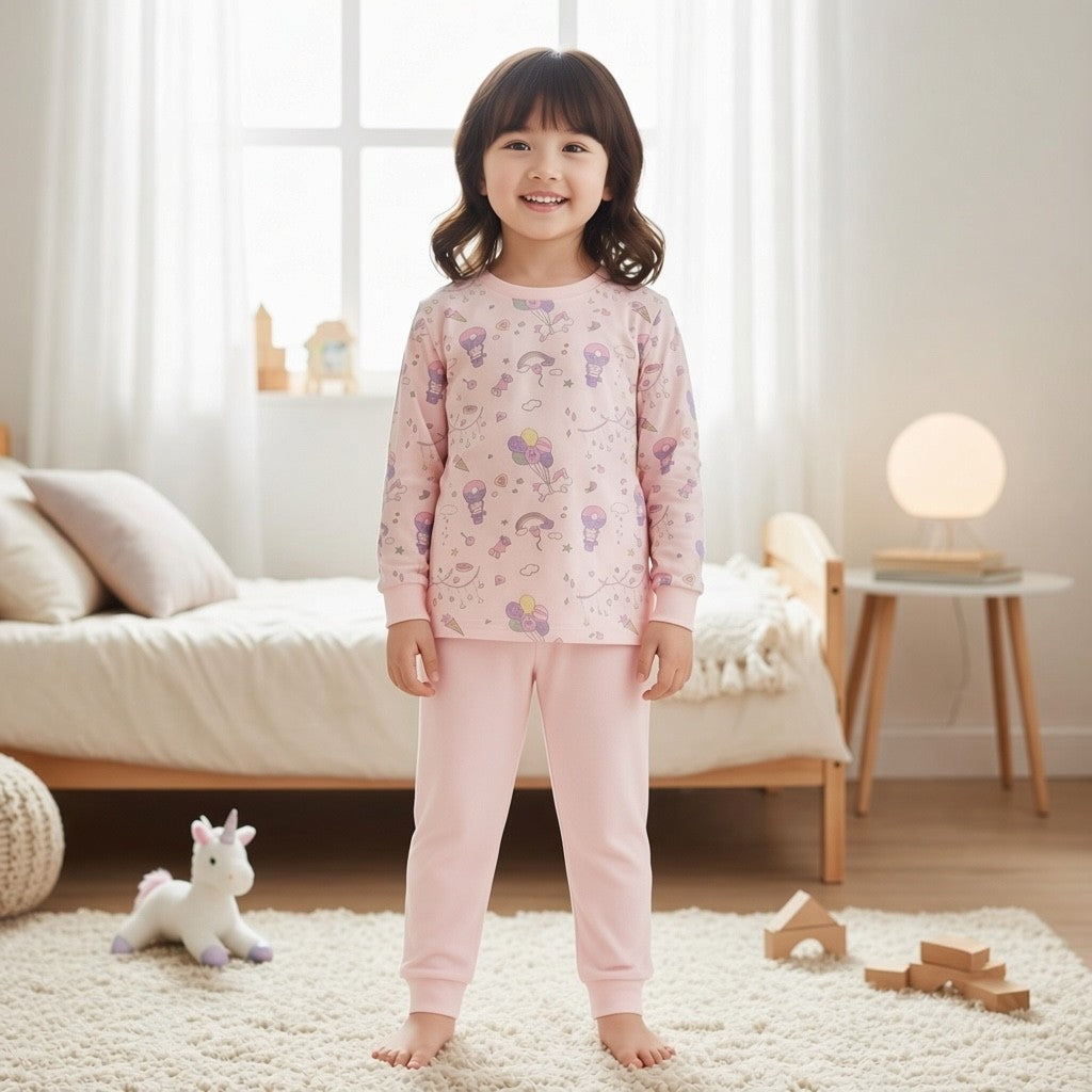 95% Bamboo Girl Pyjamas Set Unicorn Donuts Print