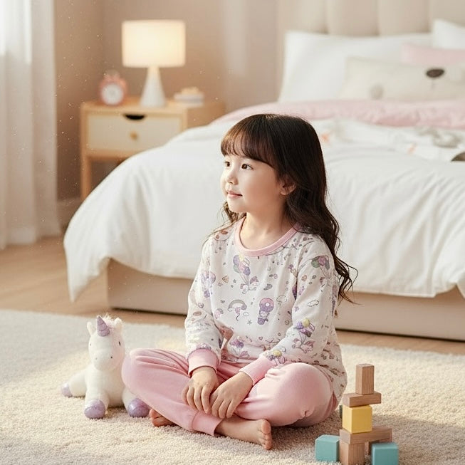 95% Bamboo Girl Pyjamas Set Unicorn Donuts Print