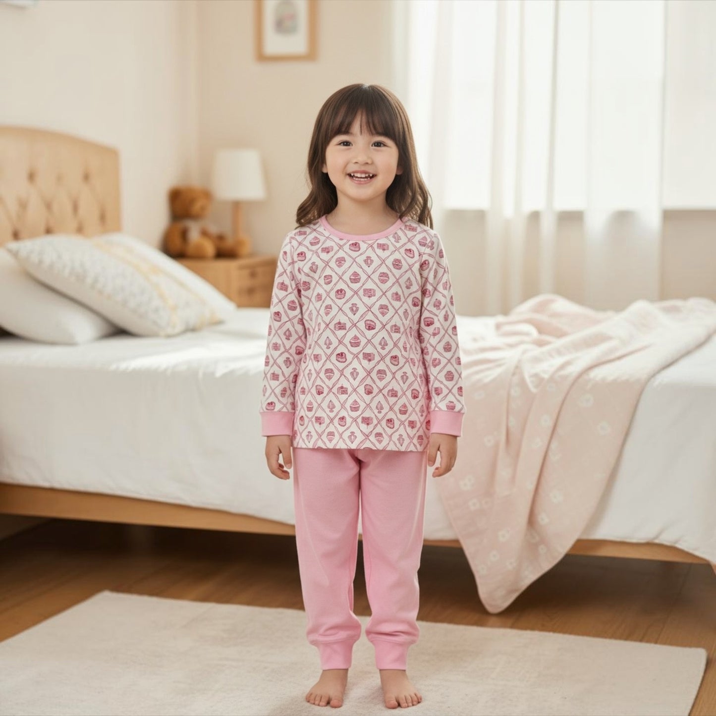 Pink Heart Kids/Pre-teens Girl Pyjamas Set – Cupcake