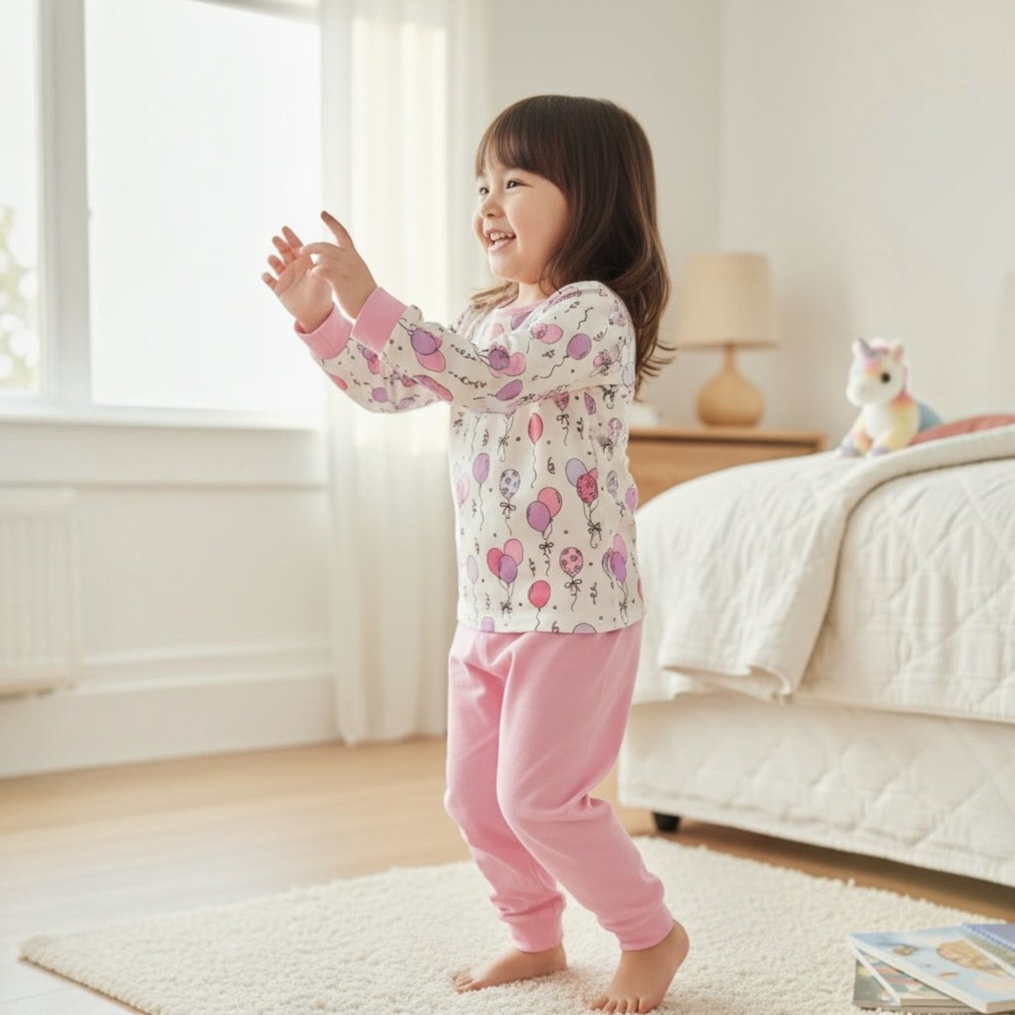 Pink Heart Kids/Pre-teens Girl Pyjamas Set – Colorful Balloon