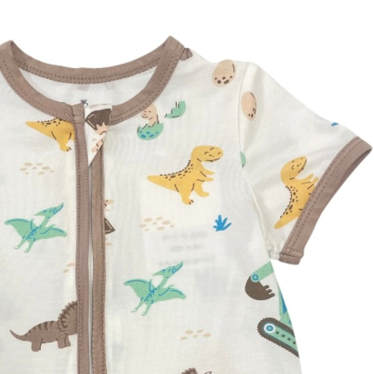 Ne-kids – 95% Bamboo Boys Short Sleeves 2 Way Zipped Romper – Dino Trucks