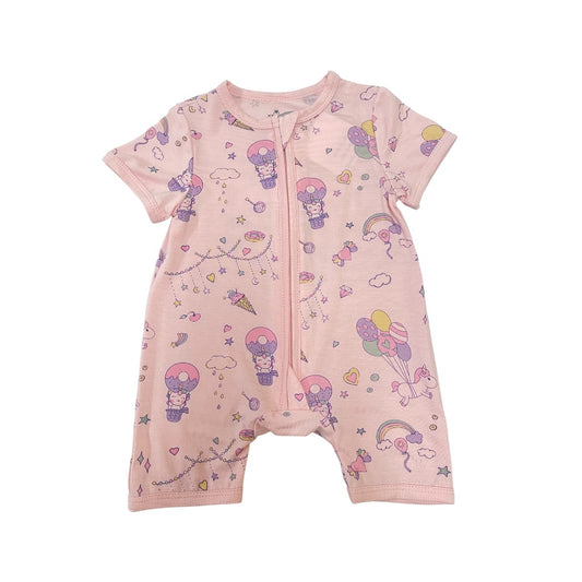 Bamboo Baby Girls Short Sleeves 2 Way Zipped Romper – Unicorn Donuts