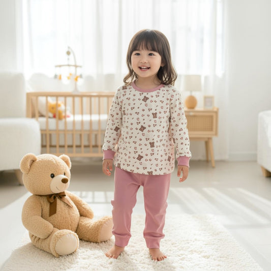 NE-KIDS Baby Girl Pyjamas Set - Leopard Bear