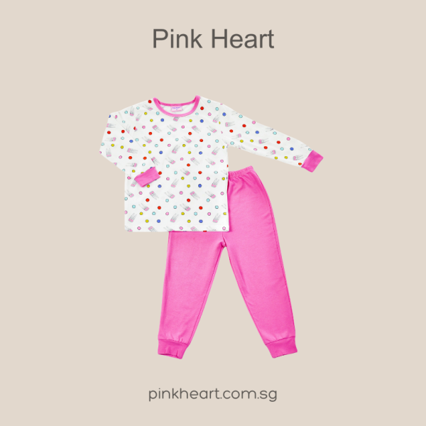Girl Pyjamas Set – Polka Dot Rabbit – Pink Heart